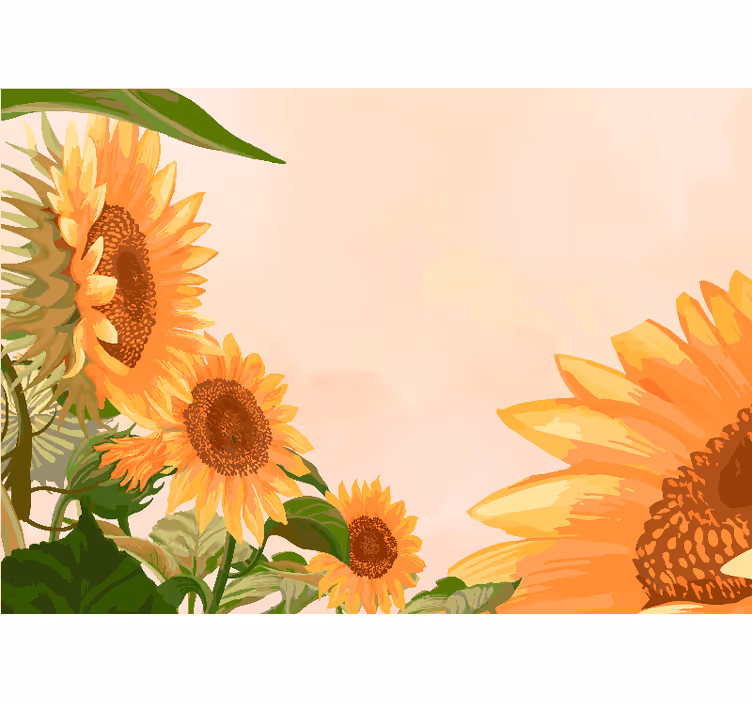 Toile fenêtre cuisine tournesols peints - TenStickers