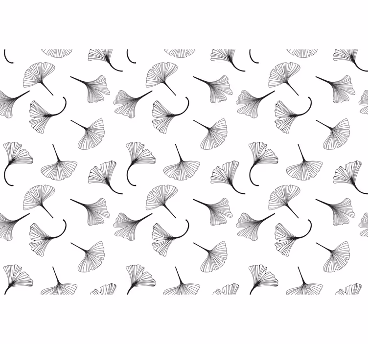 Toile fenêtre cuisine motif feuilles de ginkgo noir - TenStickers
