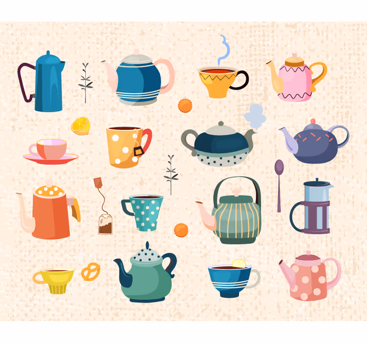 Toile fenêtre cuisine vintage thé - TenStickers