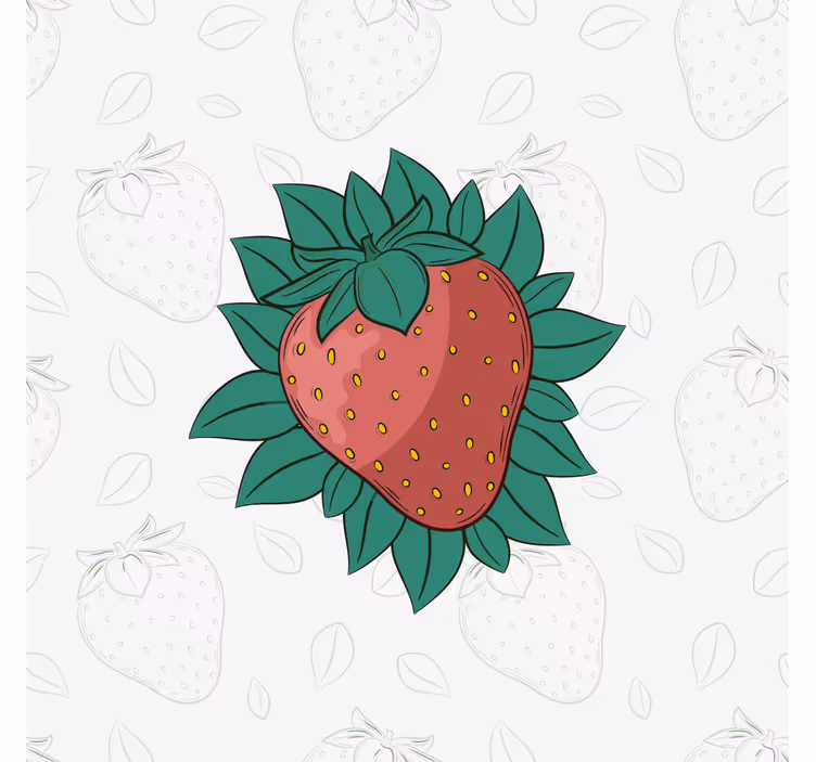 Toile fenêtre cuisine fraises juteuses feuilles vertes - TenStickers