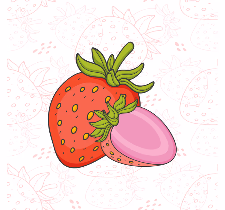 Toile fenêtre cuisine fraises rouges et roses sans couture - TenStickers
