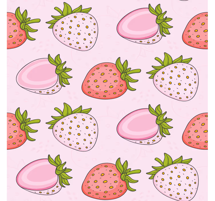 Toile fenêtre cuisine fraises roses et rouges sans couture - TenStickers