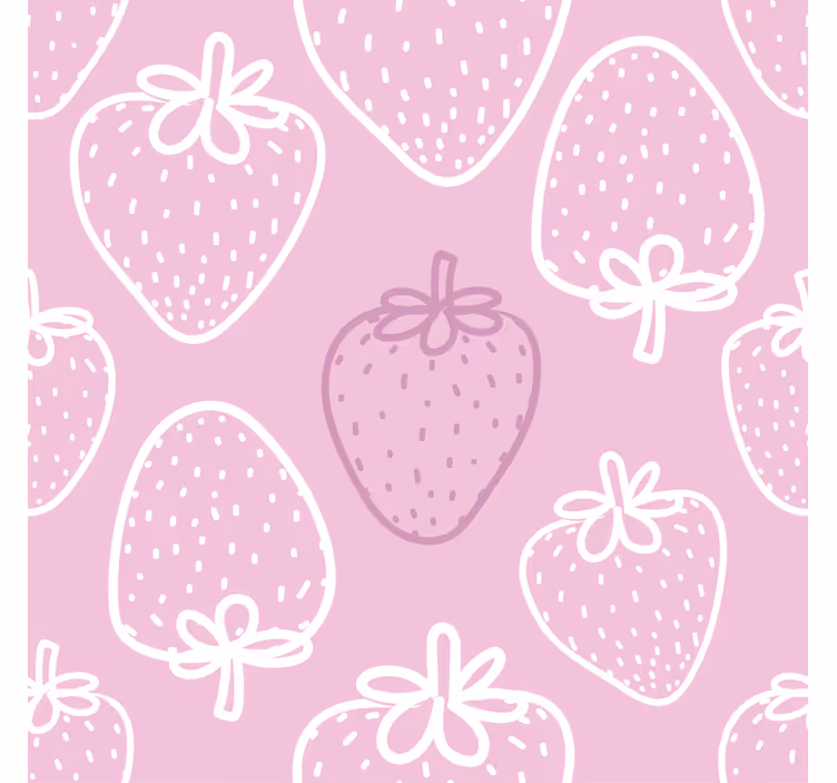 Toile fenêtre cuisine motif fraises roses sans couture - TenStickers