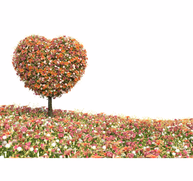 Toile blanche fenêtre arbre fantastique en cœur - TenStickers