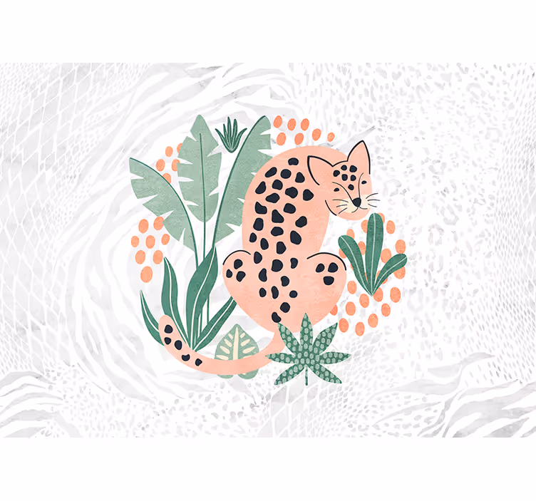 Toile blanche fenêtre arbres tropicaux avec tigres - TenStickers