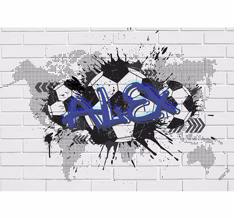 Toile blanche fenêtre football graffiti - TenStickers