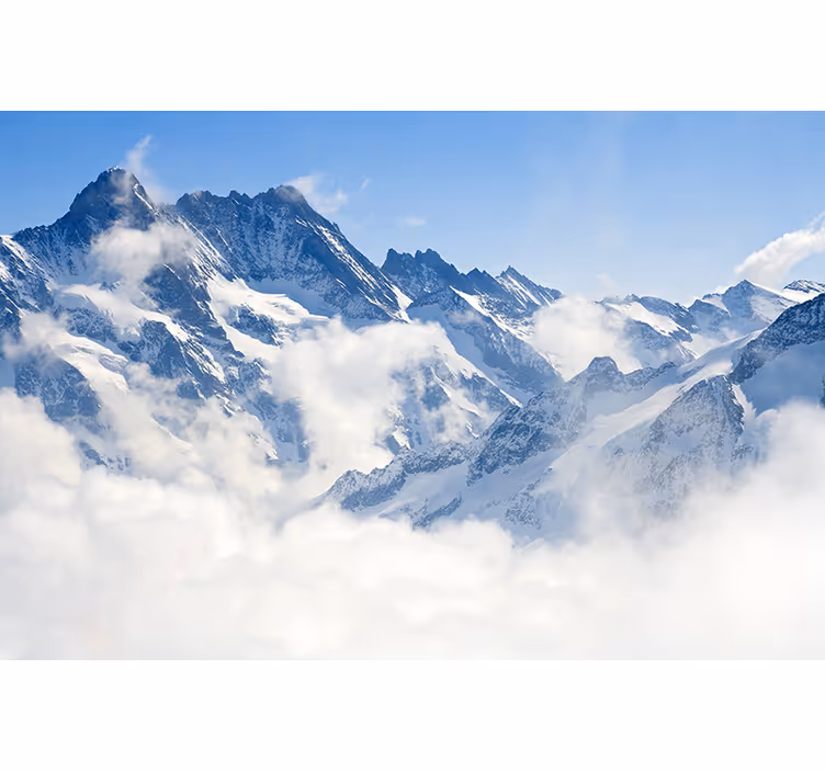 Toile blanche fenêtre paysage alpin - TenStickers