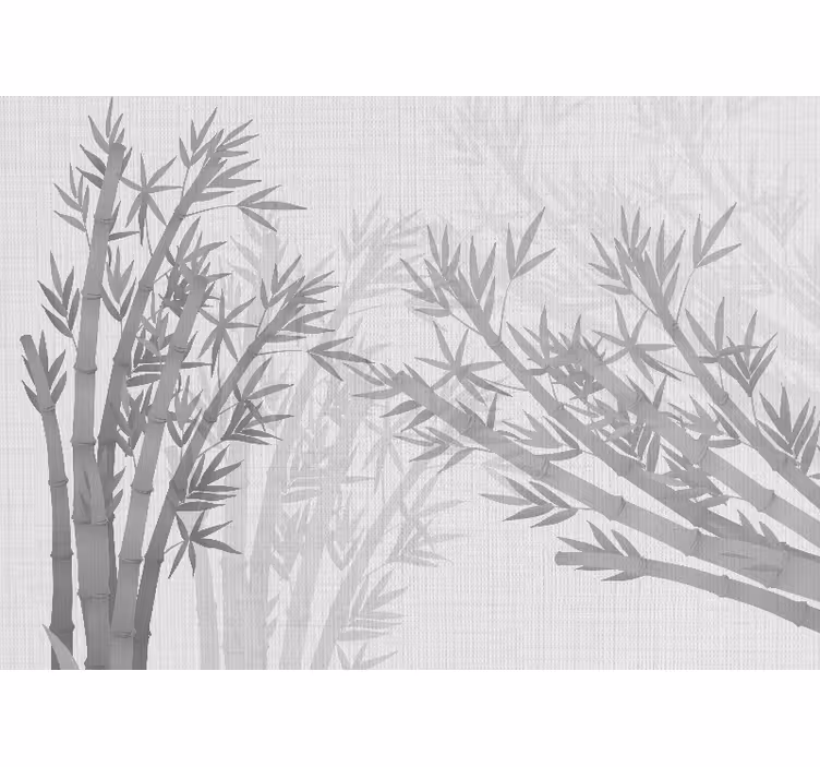 Toile blanche fenêtre feuillage de bambou japandi - TenStickers