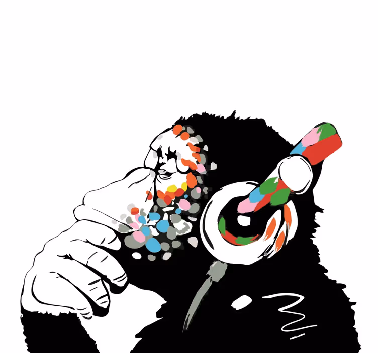 Toile fenêtre salon mono banksy musique - TenStickers