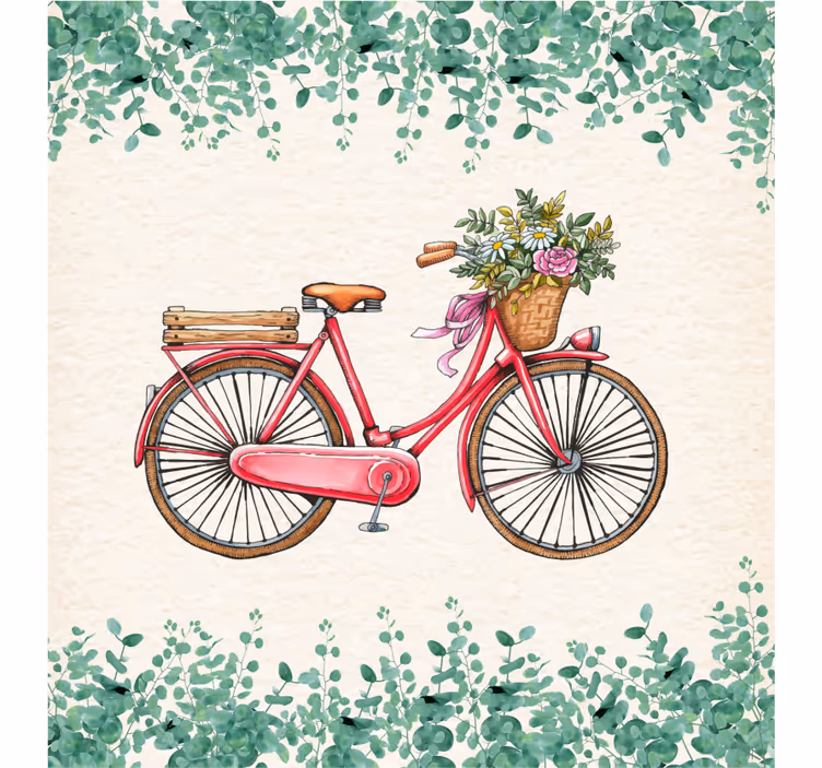 Toile fenêtre salon vélo vintage rustique - TenStickers