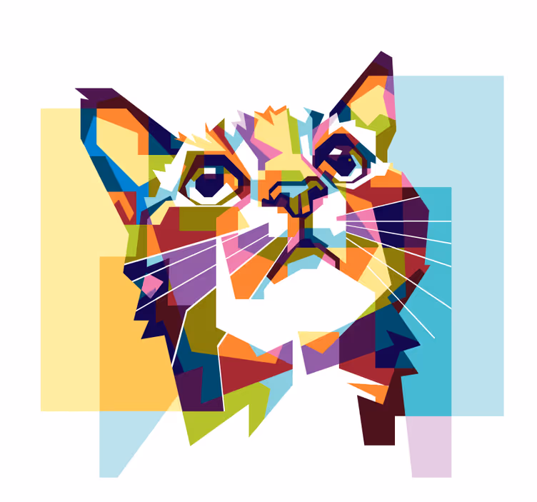Toile fenêtre salon chats colorés - TenStickers