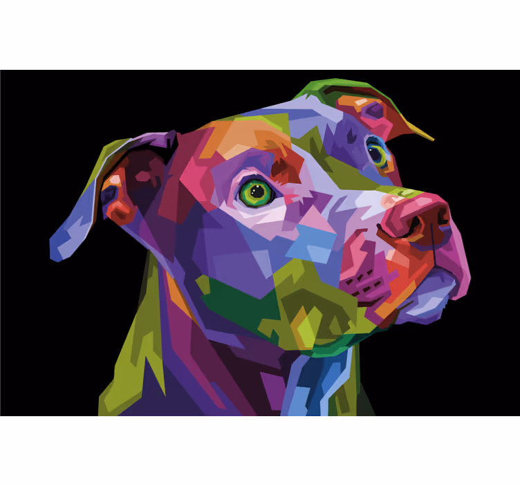 Toile fenêtre salon chien pitbull moderne multicolore - TenStickers