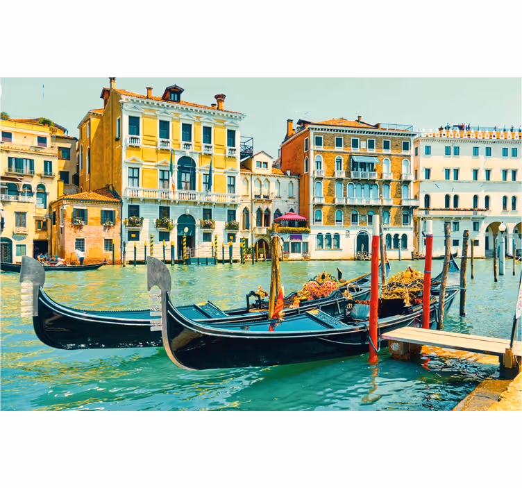 Toile fenêtre salon aquarelle des canaux de venise - TenStickers