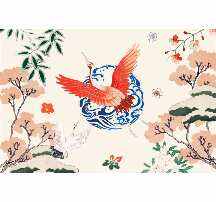 Toile fenêtre salon style chinoiserie élégante - TenStickers
