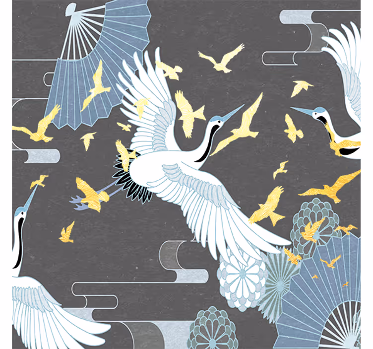 Toile fenêtre salon oiseau oriental - TenStickers