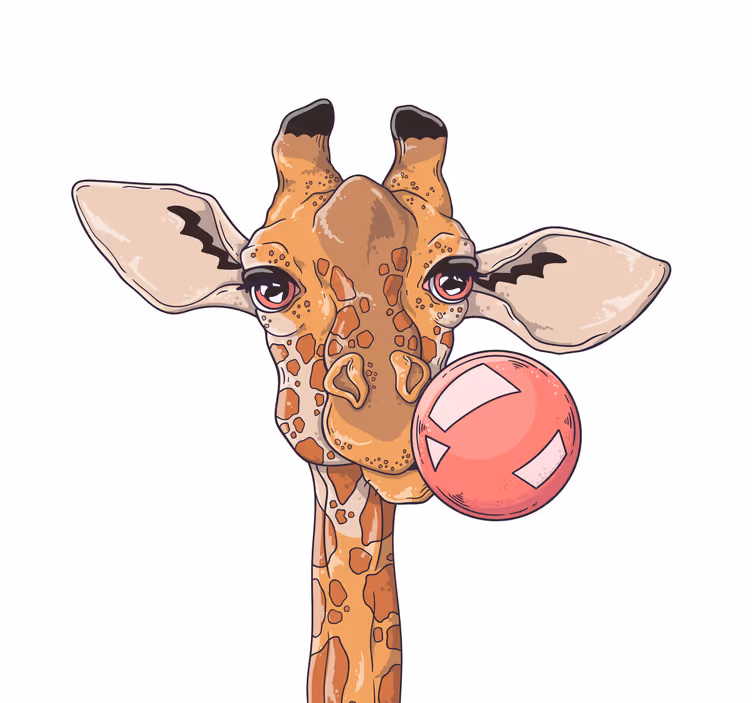Toile fenêtre salon girafe avec chewing-gum - TenStickers