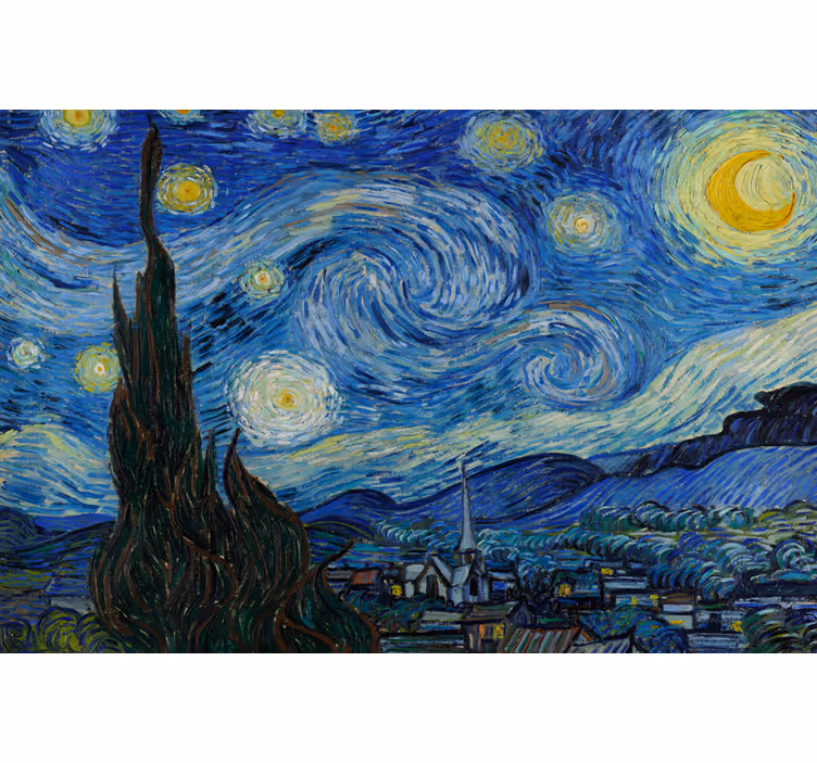 Toile fenêtre salon nuit étoilée de van gogh - TenStickers