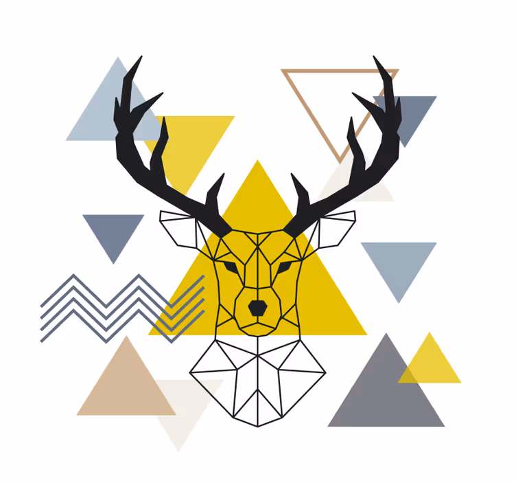 Toile fenêtre salon cerf géométrique - TenStickers
