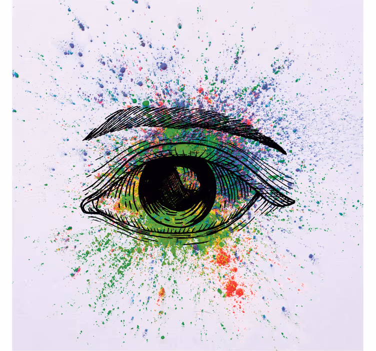 Toile fenêtre salon yeux colorés abstraits - TenStickers