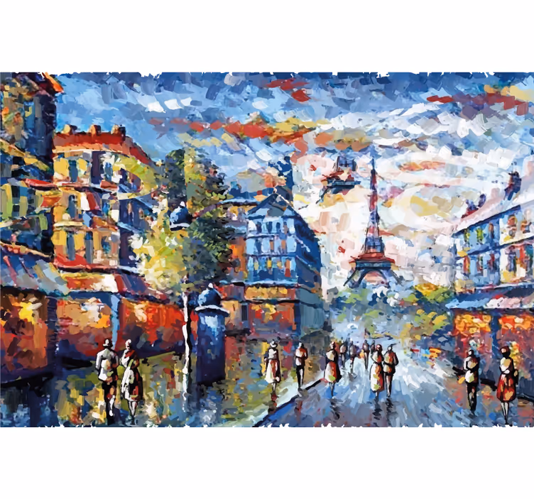 Toile fenêtre salon art boho aquarelle paris - TenStickers