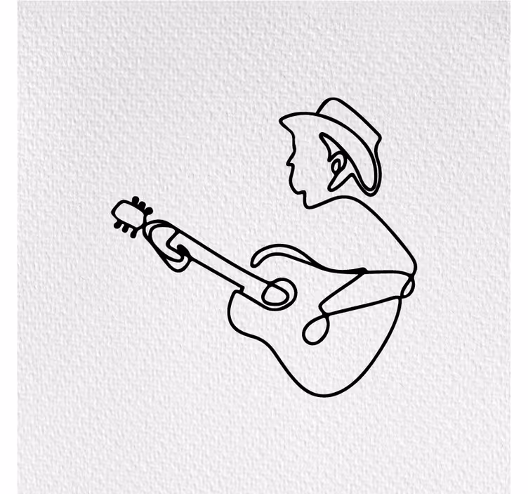 Toile fenêtre salon design minimaliste guitariste mignon - TenStickers