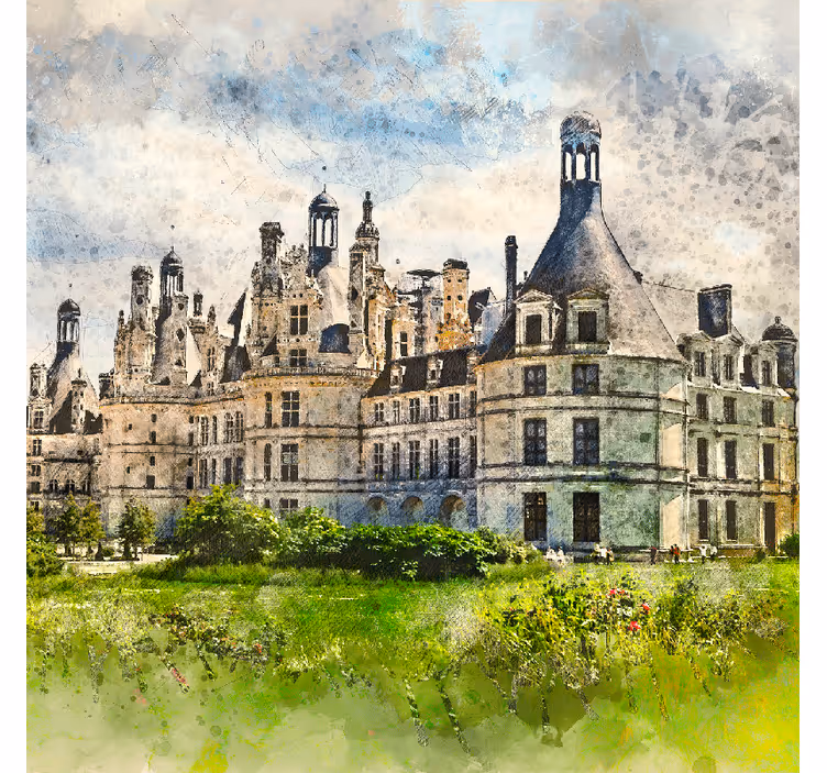 Toile fenêtre salon château français - TenStickers