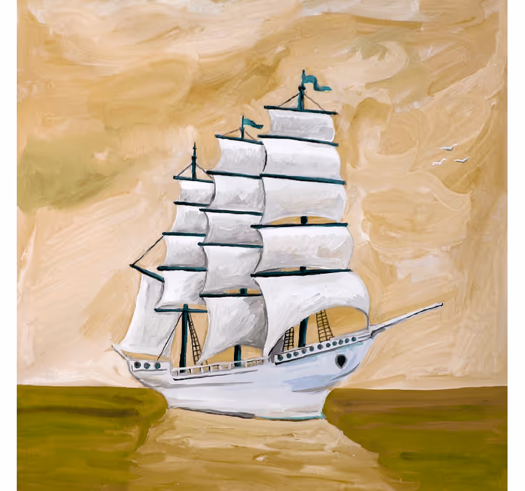 Toile fenêtre salon peinture contemporaine vaisseau fantôme - TenStickers