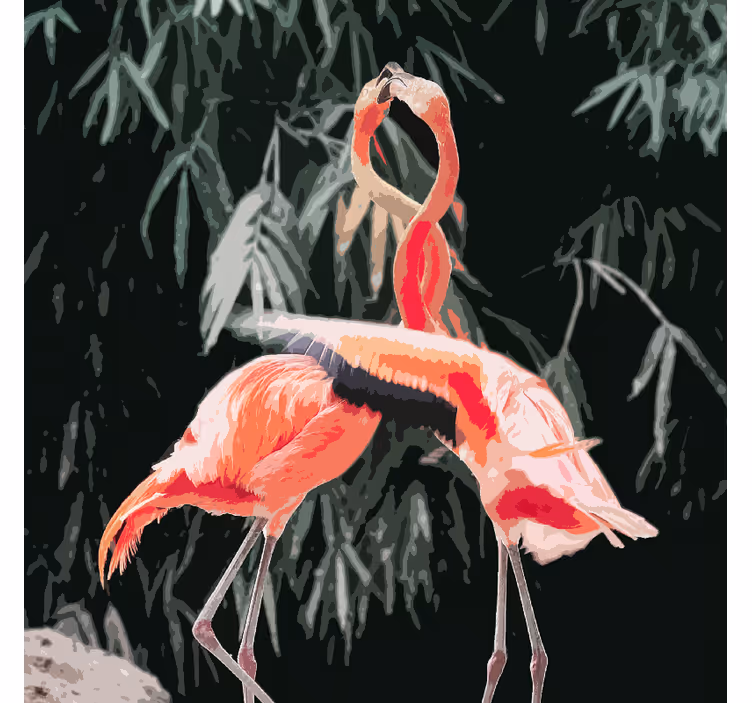 Toile fenêtre salon magnifique photo de flamants - TenStickers