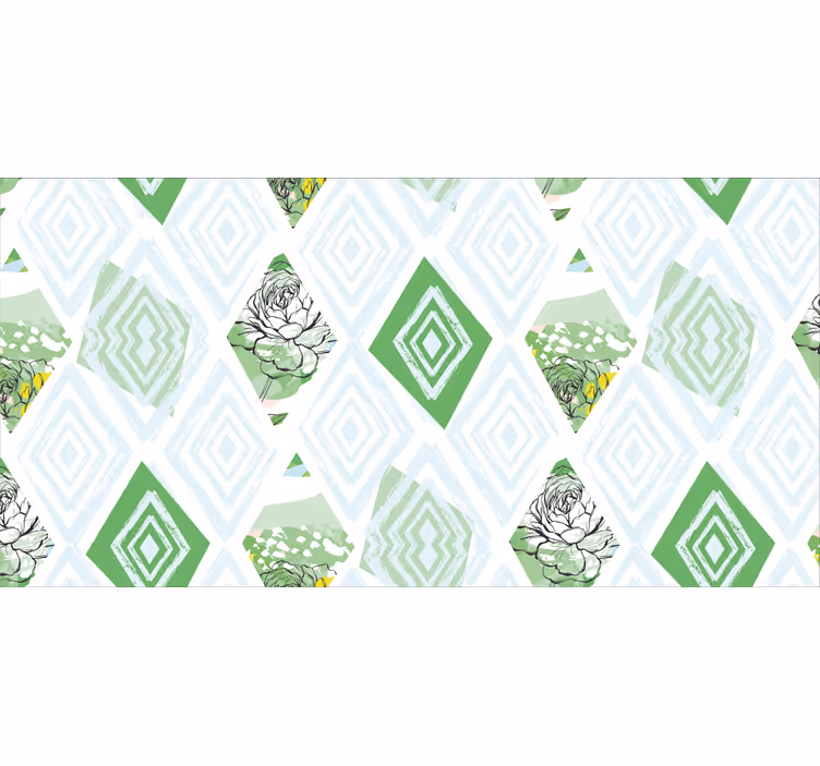 Toile fenêtre salon fleurs géométriques abstraites printemps - TenStickers