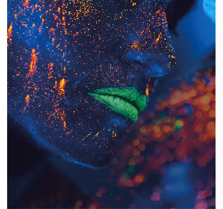 Toile fenêtre salon bouche colorée peinte à la main - TenStickers