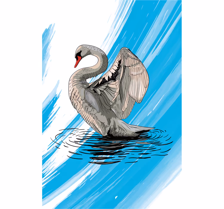 Toile fenêtre salon dessin cygne - TenStickers