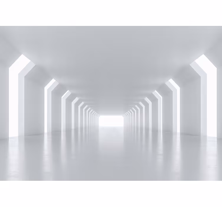 Toile blanche fenêtre perspective de couloir futuriste - TenStickers