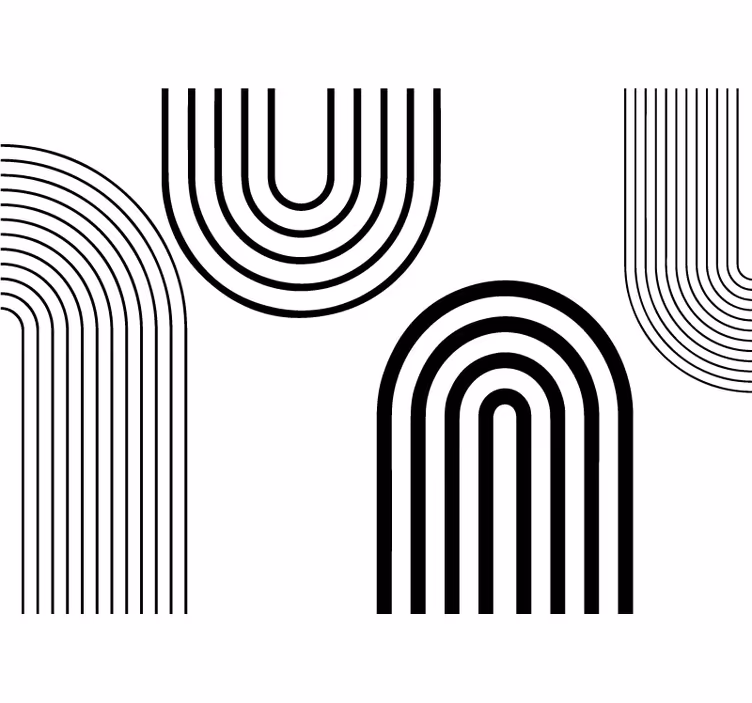 Toile blanche fenêtre arcs noirs minimalistes fins - TenStickers