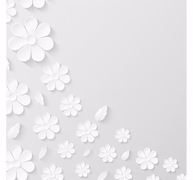Toile blanche fenêtre fond fleurs en papier blanc - TenStickers