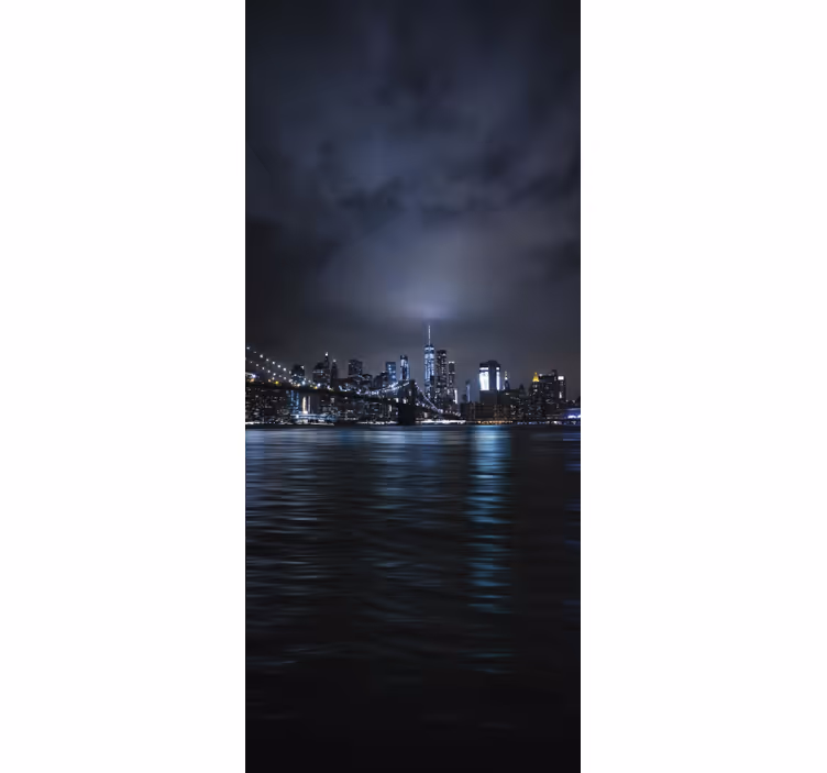 Toile noire fenêtre panorama de nuit urbaine - TenStickers
