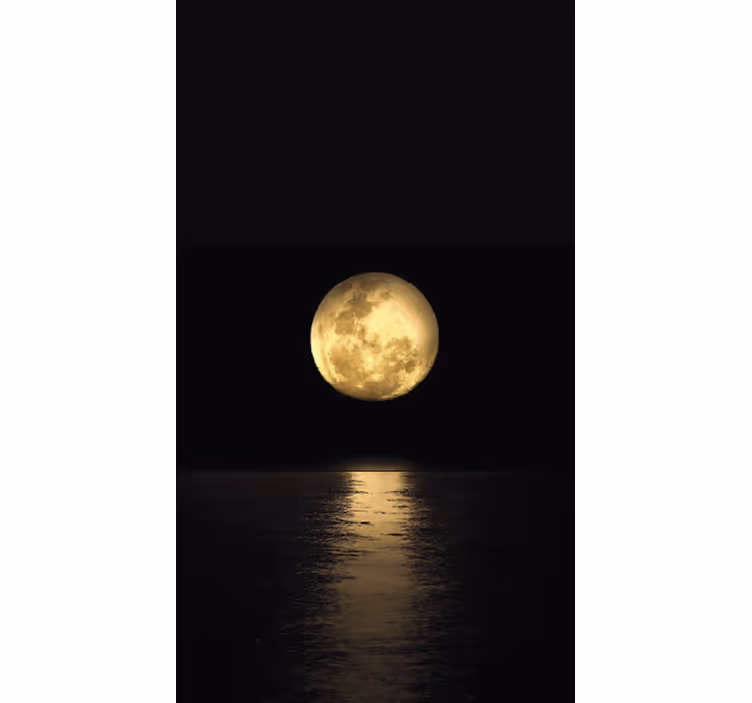 Toile noire fenêtre lumière dorée de lune - TenStickers