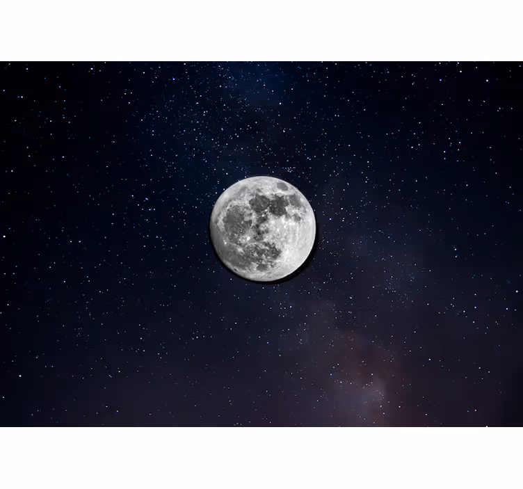 Toile noire fenêtre lune grise dans l'espace - TenStickers