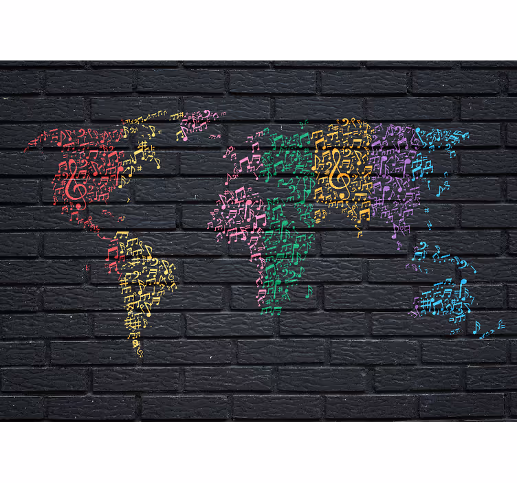 Toile noire fenêtre sons de musique arc-en-ciel monde - TenStickers