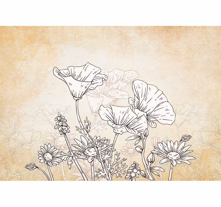 Toile fenêtre beige prairie vintage - TenStickers