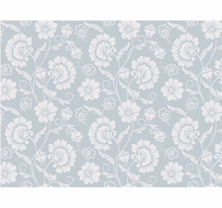 Toile fenêtre gris motif floral élégant - TenStickers