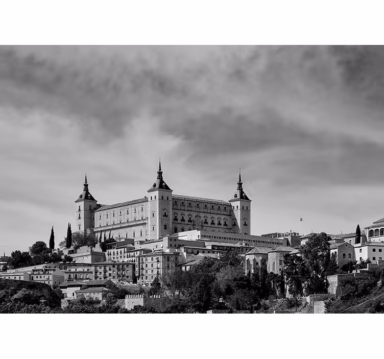 Toile fenêtre gris alcazar de tolède - TenStickers