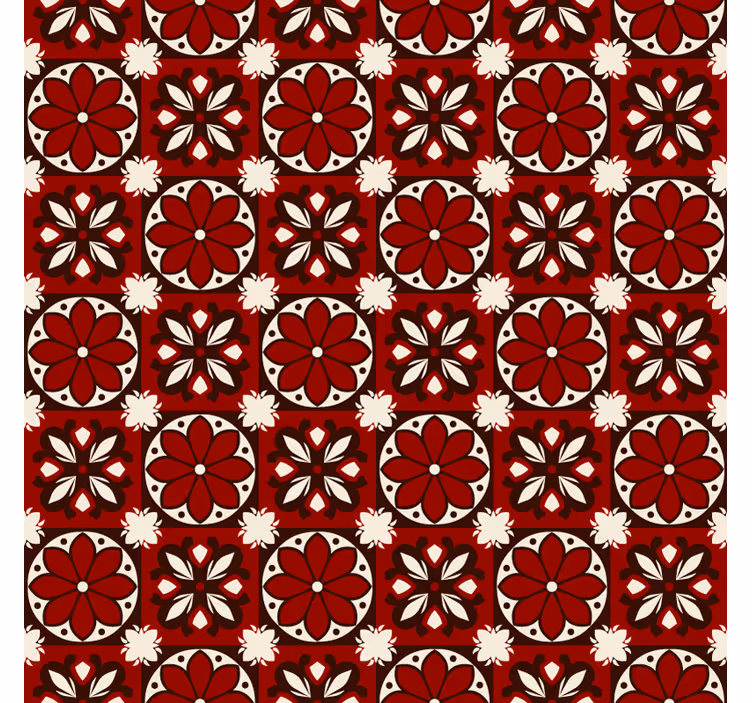 Toile fenêtre rouge motif carreaux vintage - TenStickers