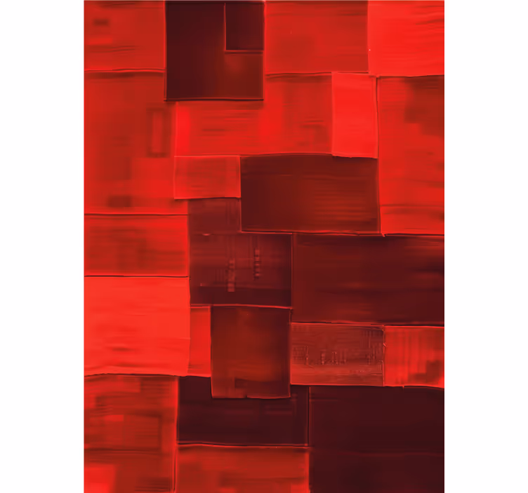 Toile fenêtre rouge motif reconstruit - TenStickers