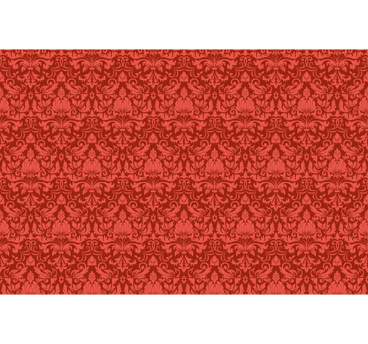 Toile fenêtre rouge motif baroque superposé - TenStickers