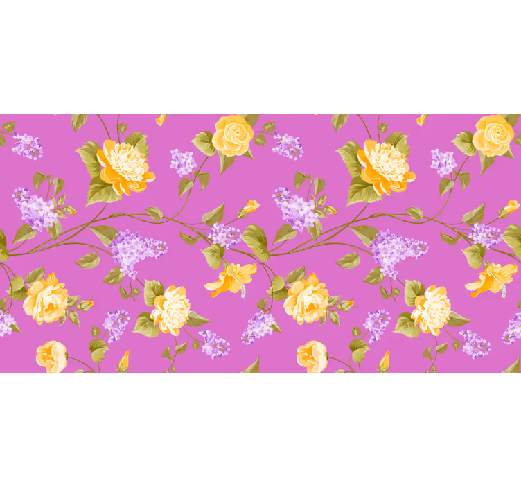 Toile fenêtre violet motif fleurs épanouies - TenStickers