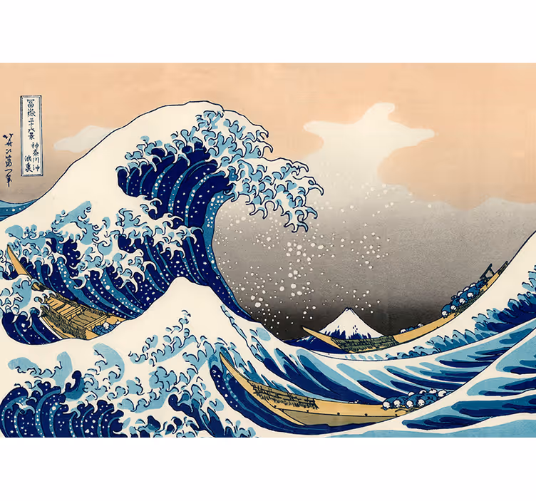 Toile fenêtre salon vague de hokusai - TenStickers
