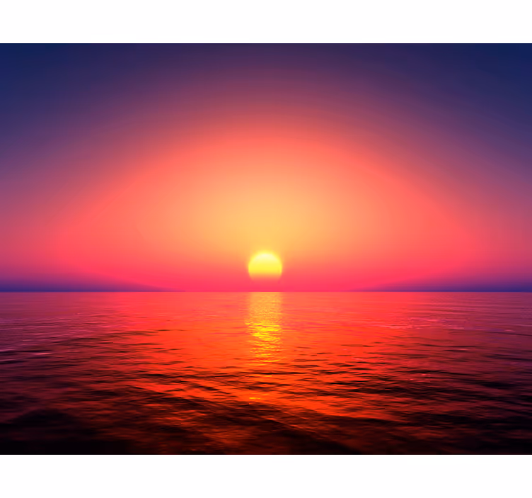 Toile fenêtre salon coucher de soleil sur la mer - TenStickers