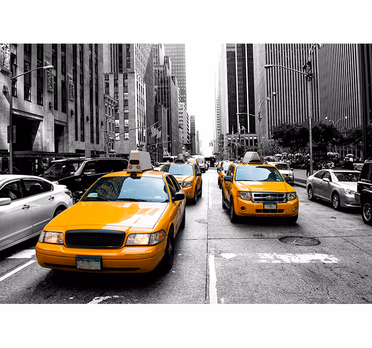 Toile fenêtre salon new york taxi décorative - TenStickers