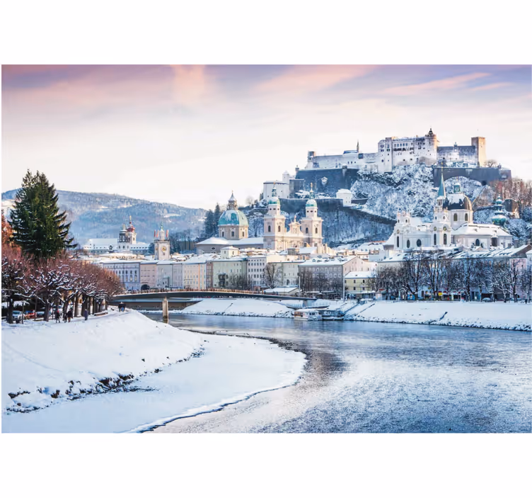 Toile fenêtre salon hiver à salzbourg - TenStickers