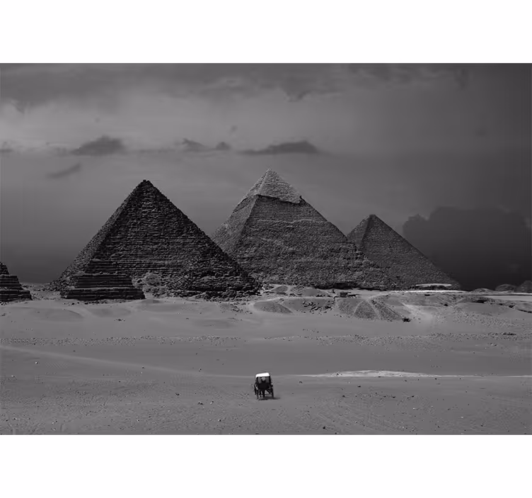 Toile fenêtre salon fresque hall pyramides d'Égypte - TenStickers